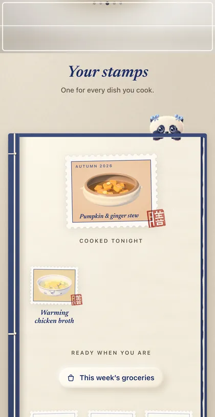A stamp album with one stamp for every dish you cook